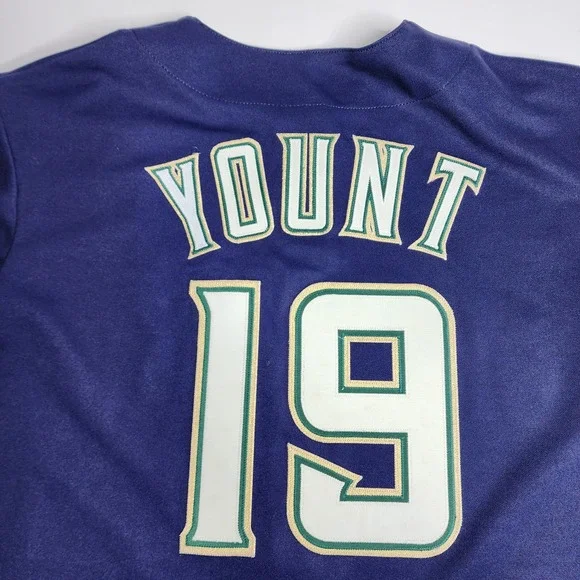 Vintage Majestic Milwaukee Brewers Robin Yount Blue GreenJersey USA Size Large